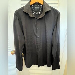 Denim & Flower Men’s Black Button Down Dress Shirt. Size L. 100% cotton. EUC